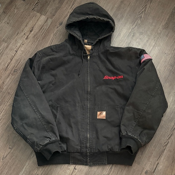 SNAP ON BLACK CANVAS WORK BOMBER JACKET MENS XL - Picture 1 of 7